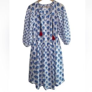 Handpainted Limited Edition Anthropologie Dress Cobalt Blue Sunflower